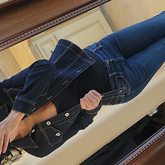 Charlotte Russe Dark Denim Button-down Jacket, S - Picture 2 of 16